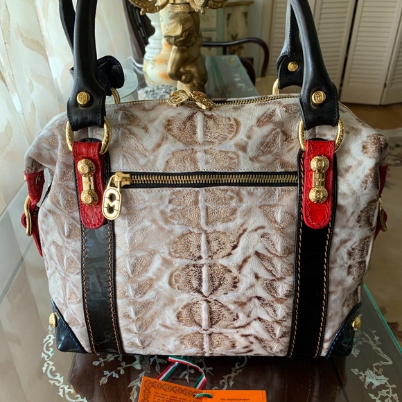 SOLD MARINO ORLANDI AUTHENTIC LEATHER REPTILE EFFECT BA - Picture 10 of 13